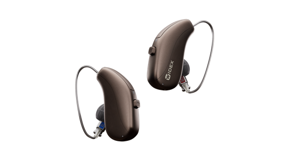 Widex Allure RIC hearing aid in Chestnut Brown